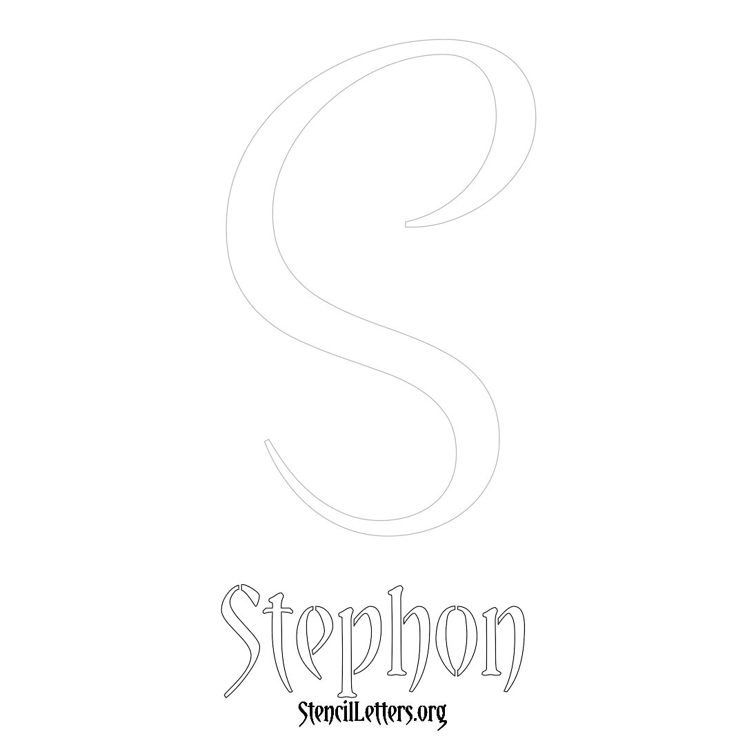 Stephon printable name initial stencil in Vintage Brush Lettering