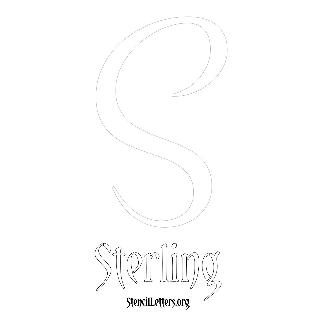 Sterling printable name initial stencil in Vintage Brush Lettering