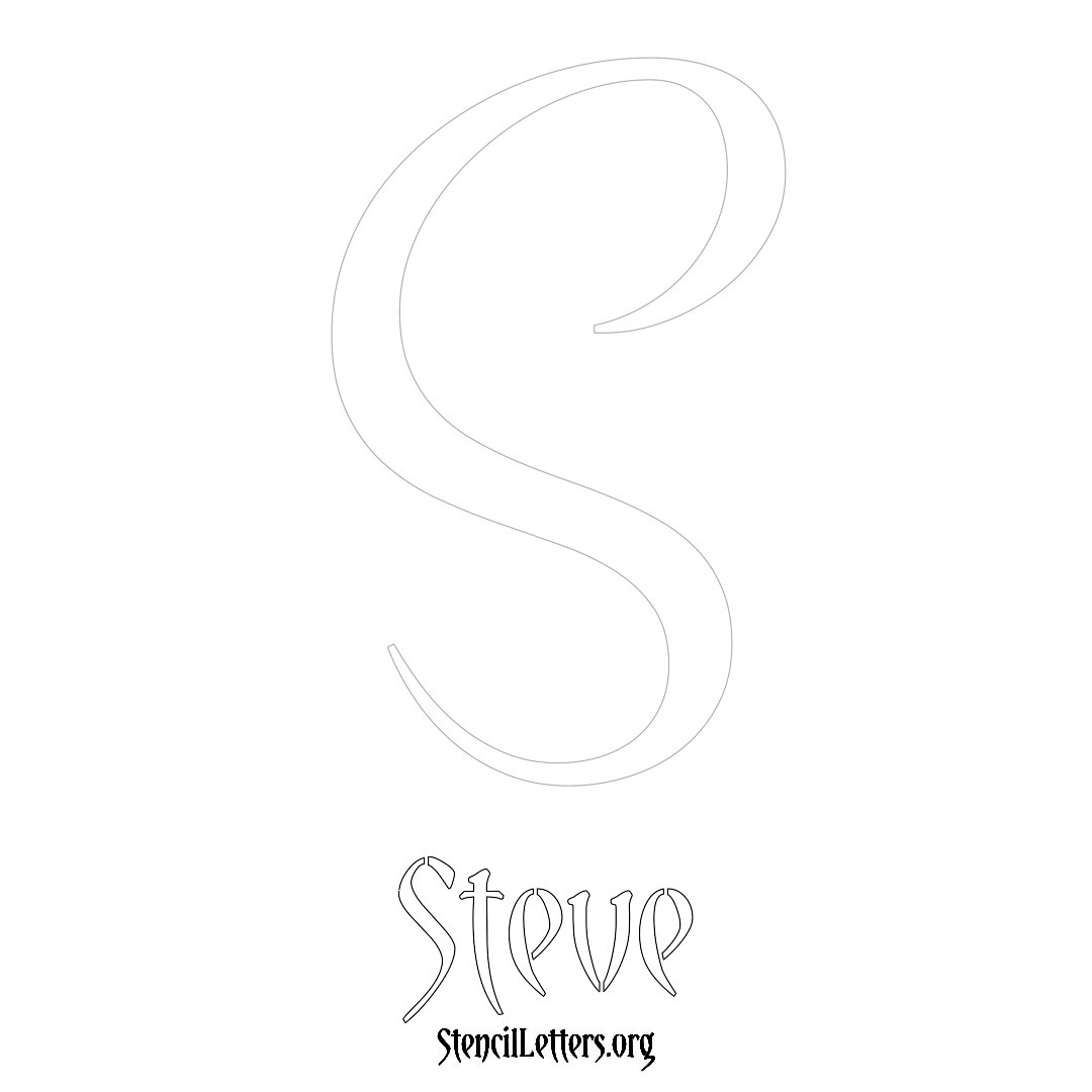 Steve printable name initial stencil in Vintage Brush Lettering