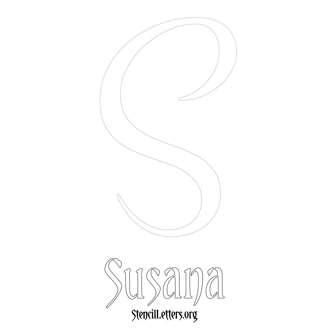 Susana printable name initial stencil in Vintage Brush Lettering