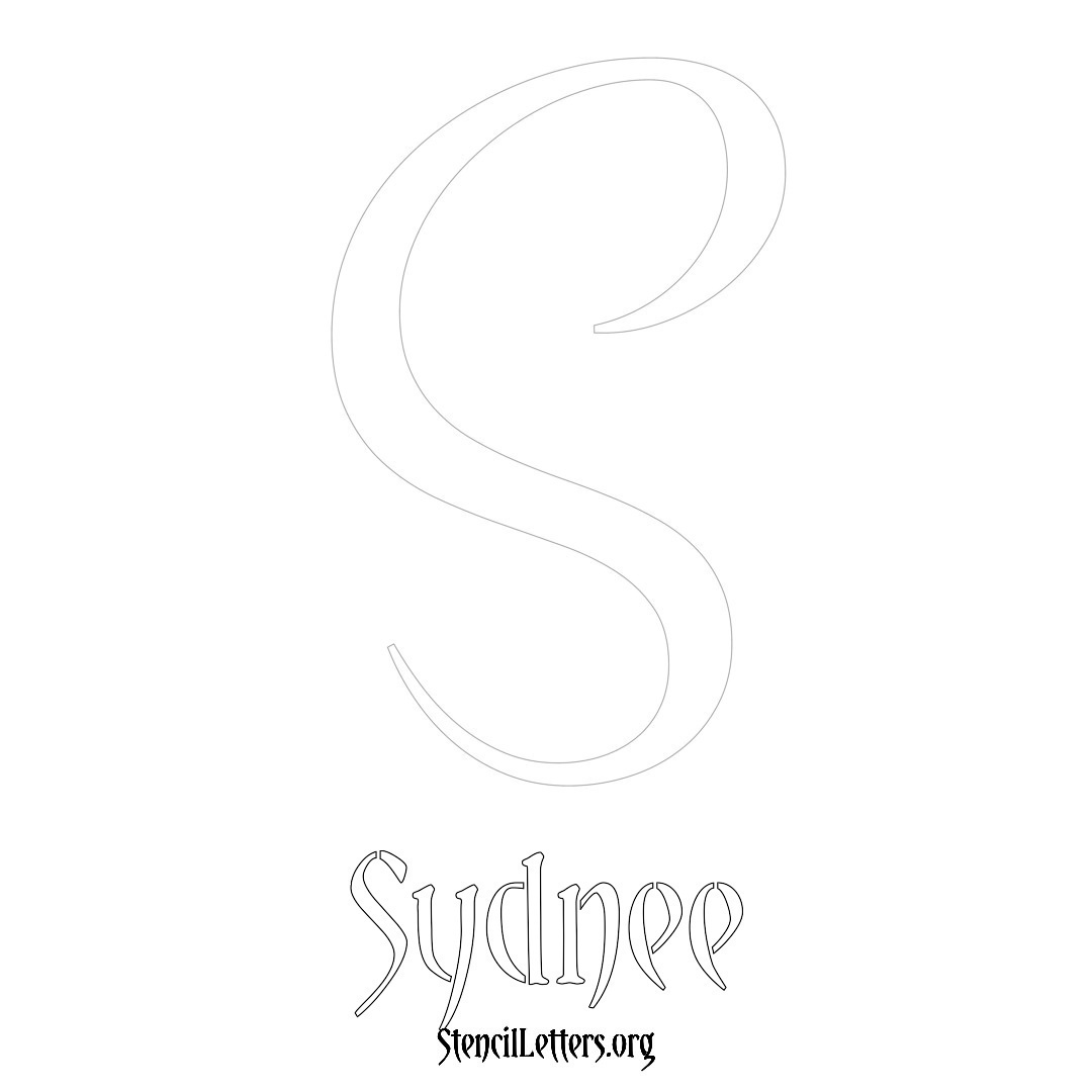 Sydnee printable name initial stencil in Vintage Brush Lettering