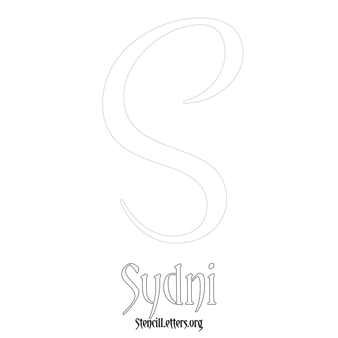 Sydni printable name initial stencil in Vintage Brush Lettering