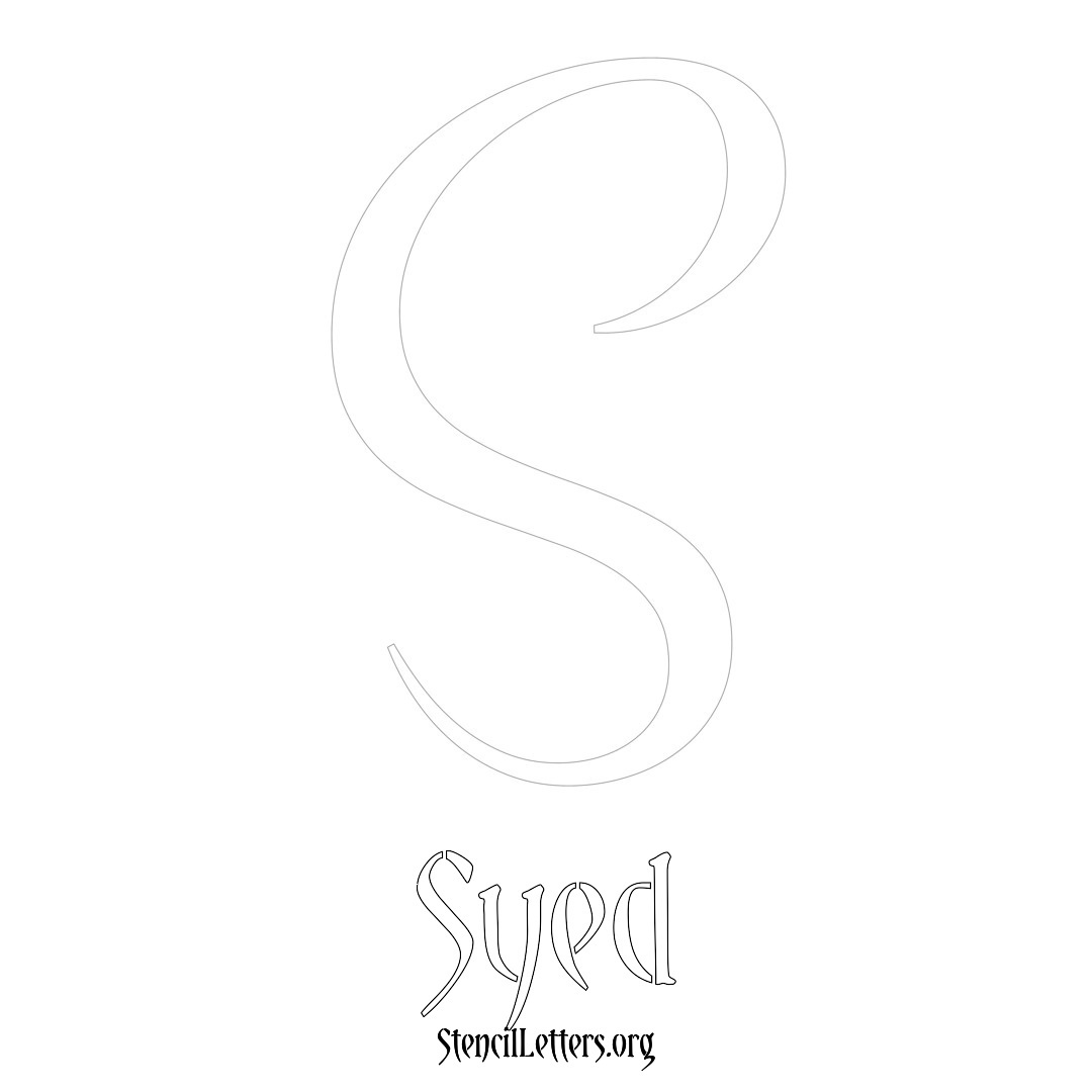 Syed printable name initial stencil in Vintage Brush Lettering