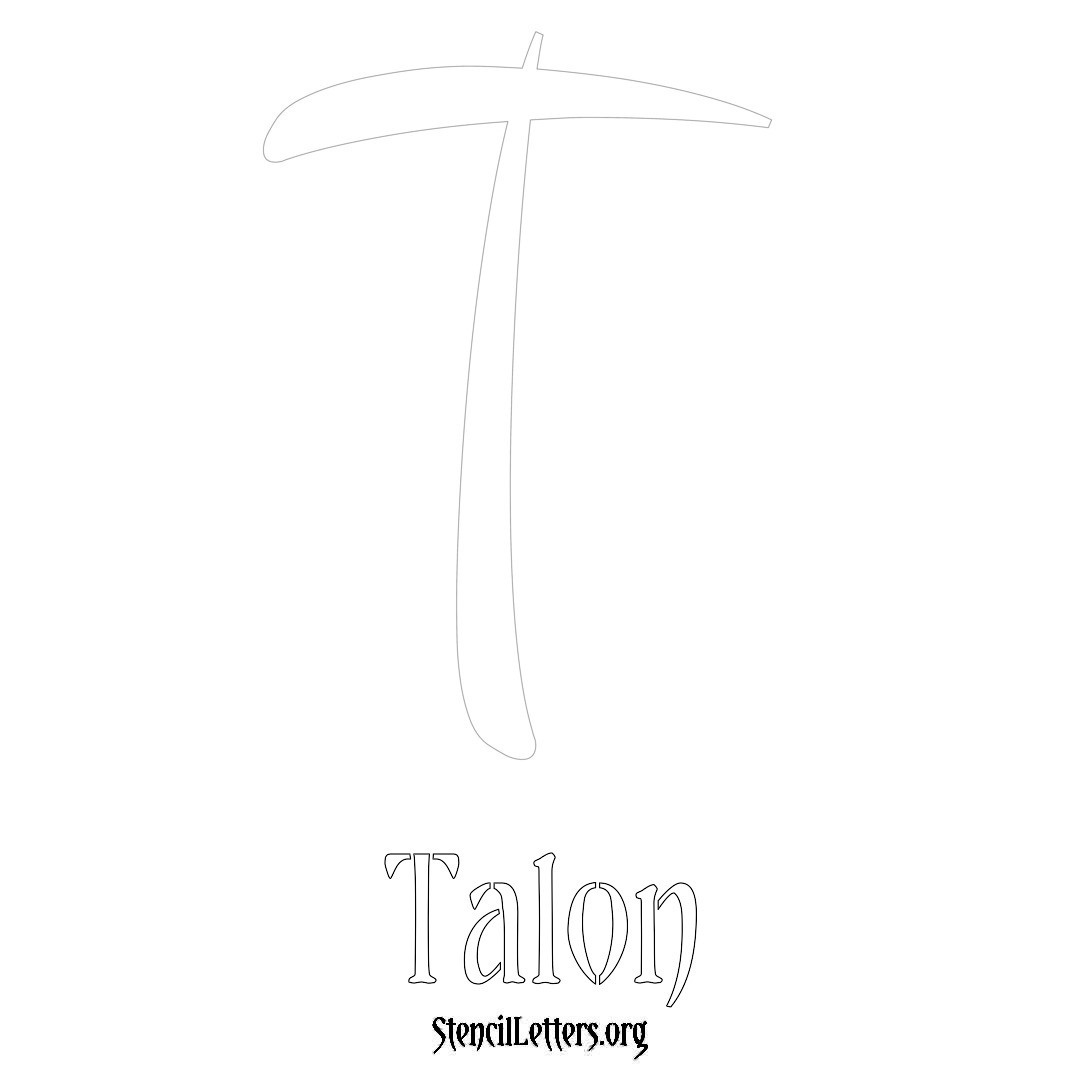 Talon printable name initial stencil in Vintage Brush Lettering