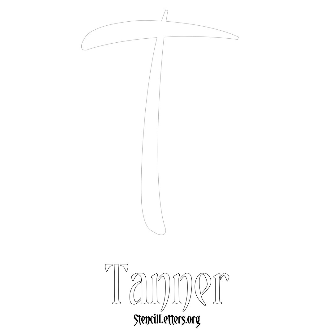 Tanner printable name initial stencil in Vintage Brush Lettering