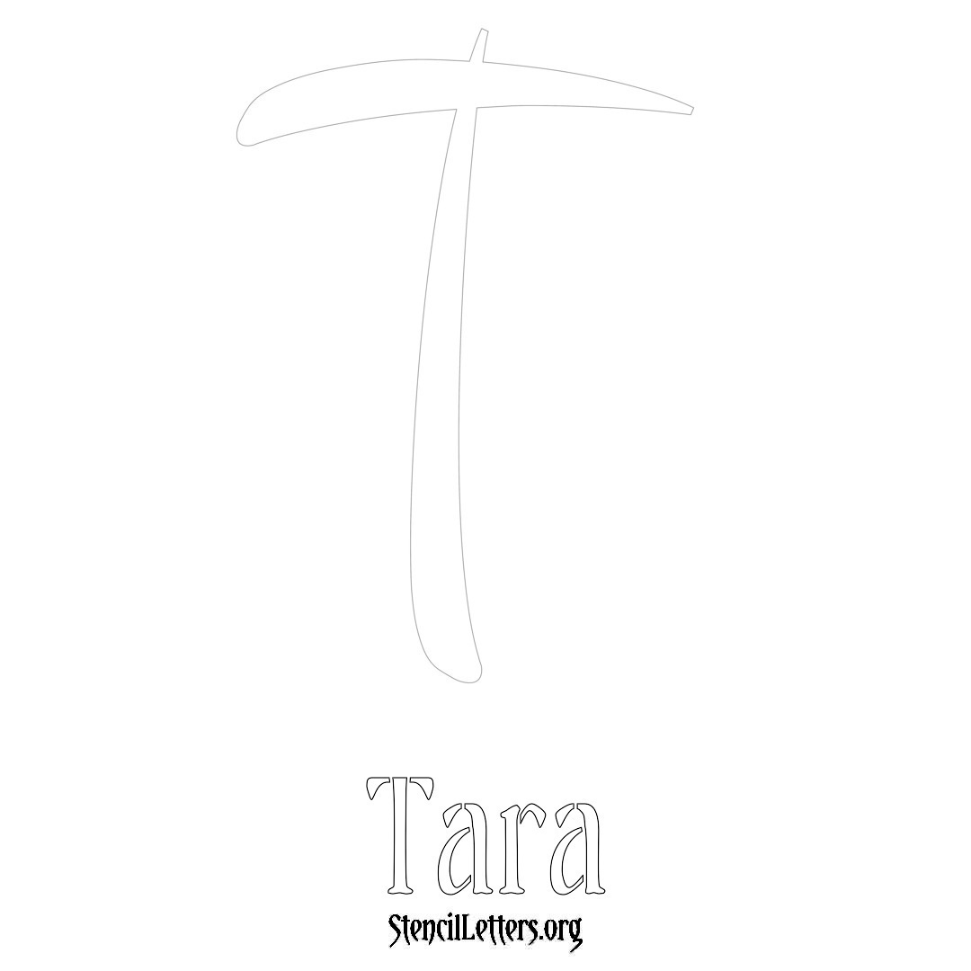 Tara printable name initial stencil in Vintage Brush Lettering