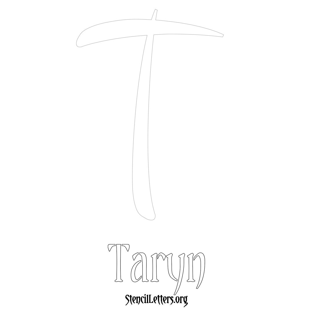 Taryn printable name initial stencil in Vintage Brush Lettering