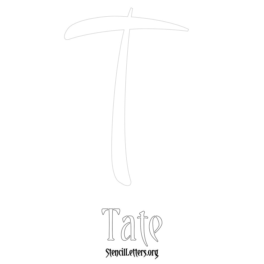 Tate printable name initial stencil in Vintage Brush Lettering