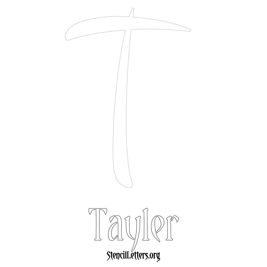 Tayler printable name initial stencil in Vintage Brush Lettering