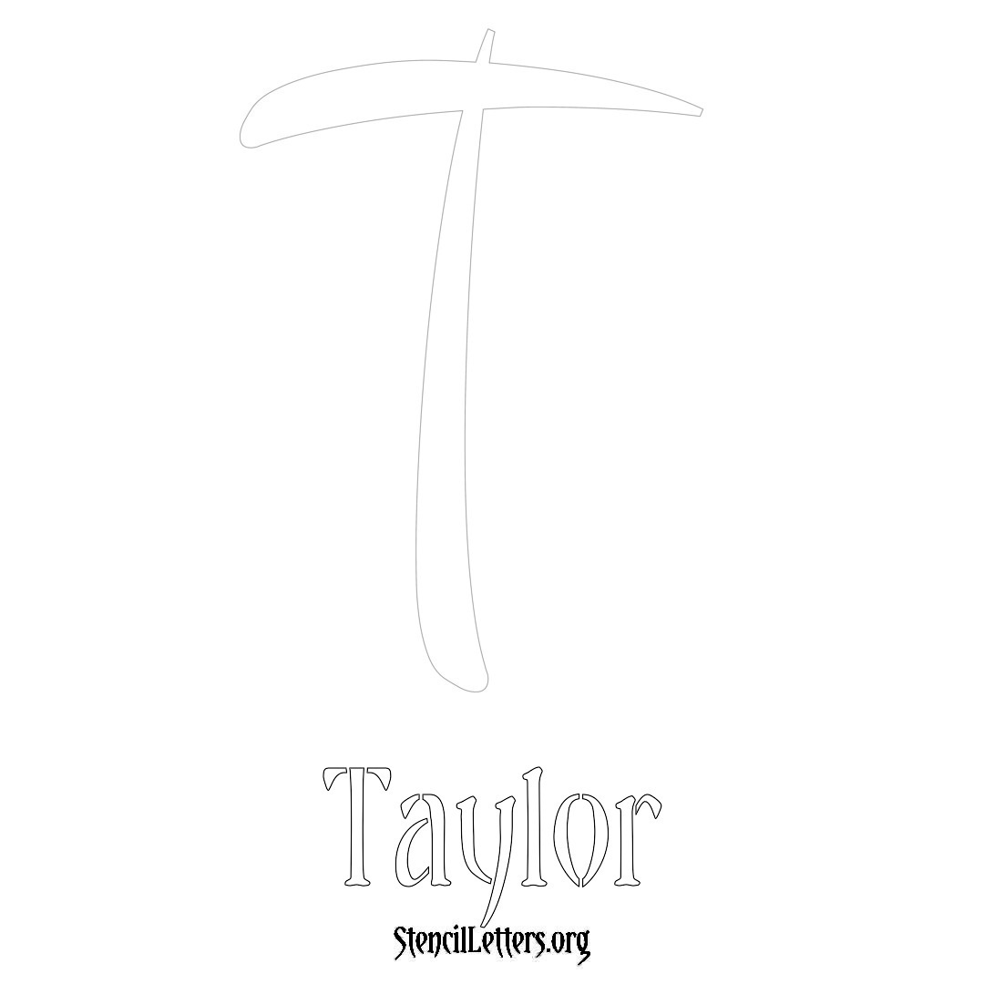 Taylor printable name initial stencil in Vintage Brush Lettering