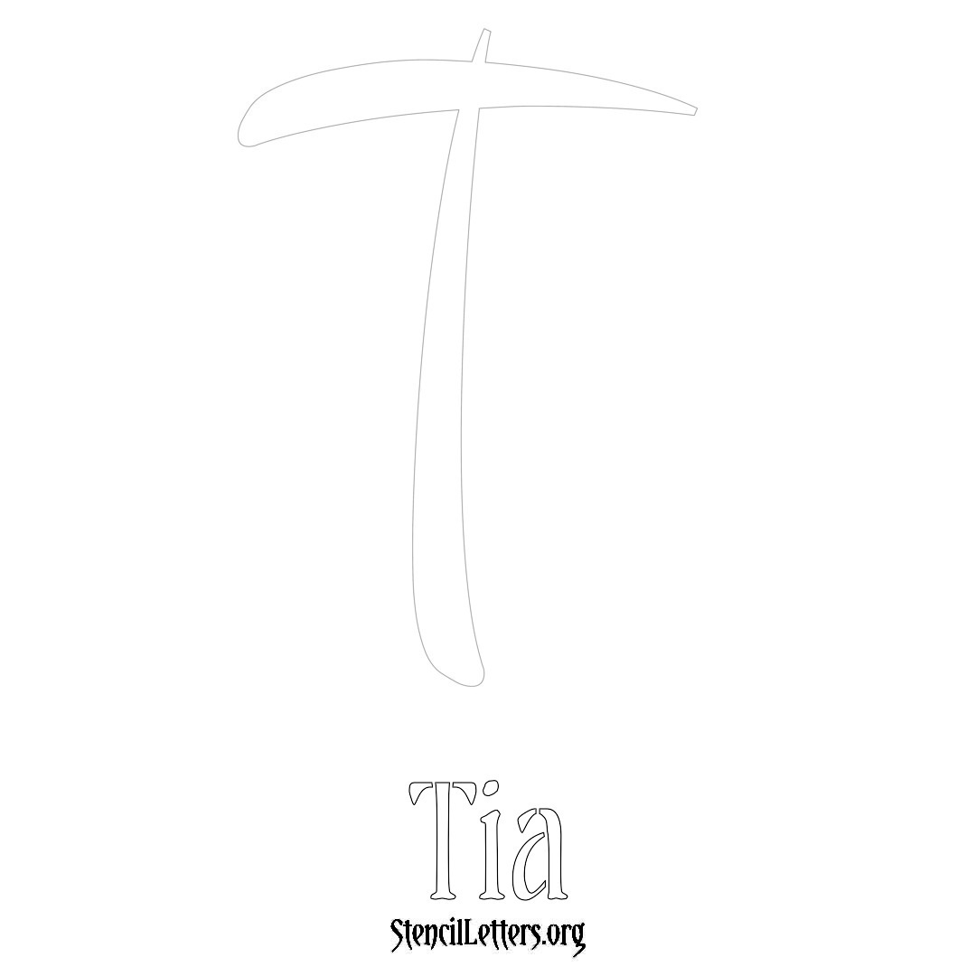 Tia printable name initial stencil in Vintage Brush Lettering