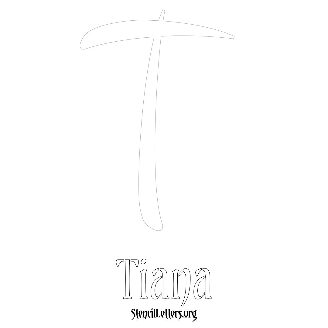 Tiana printable name initial stencil in Vintage Brush Lettering