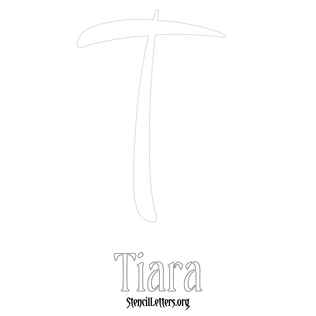 Tiara printable name initial stencil in Vintage Brush Lettering