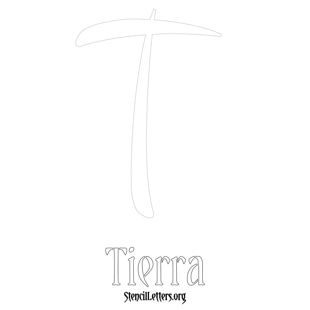 Tierra printable name initial stencil in Vintage Brush Lettering