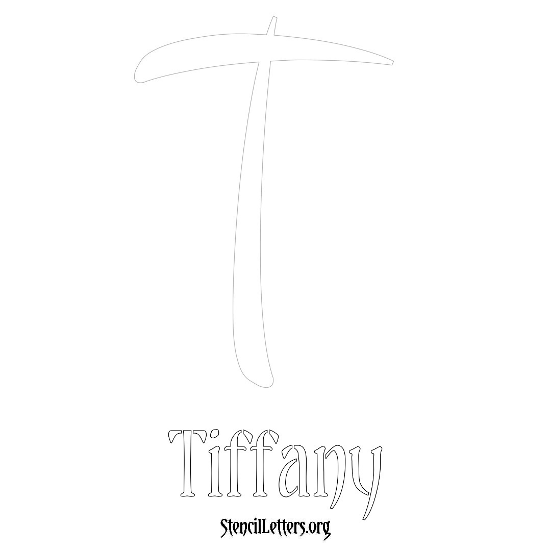 Tiffany printable name initial stencil in Vintage Brush Lettering
