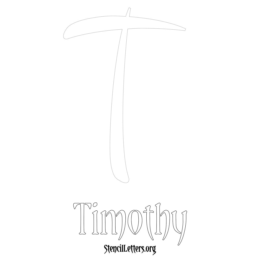 Timothy printable name initial stencil in Vintage Brush Lettering