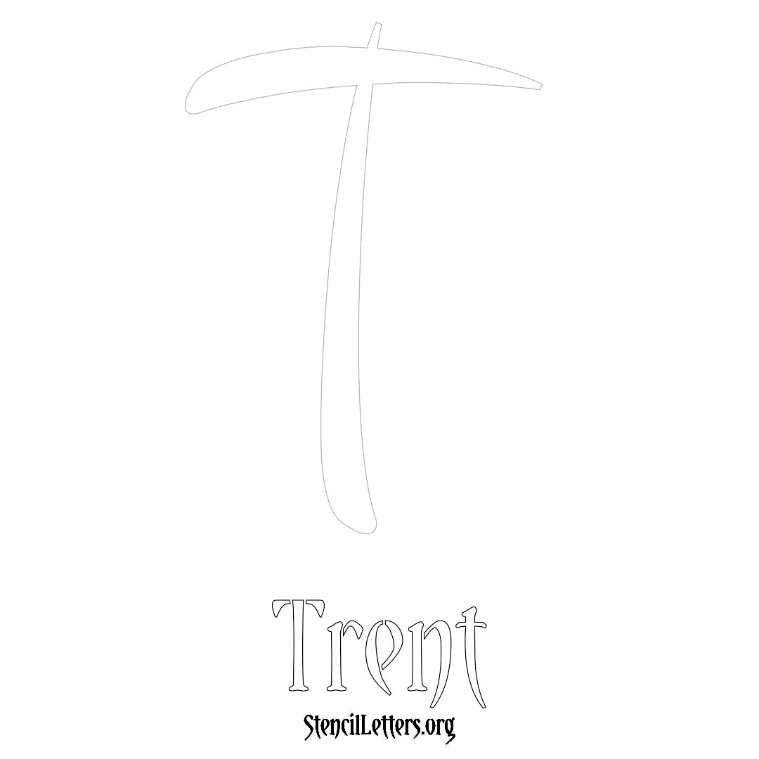 Trent printable name initial stencil in Vintage Brush Lettering