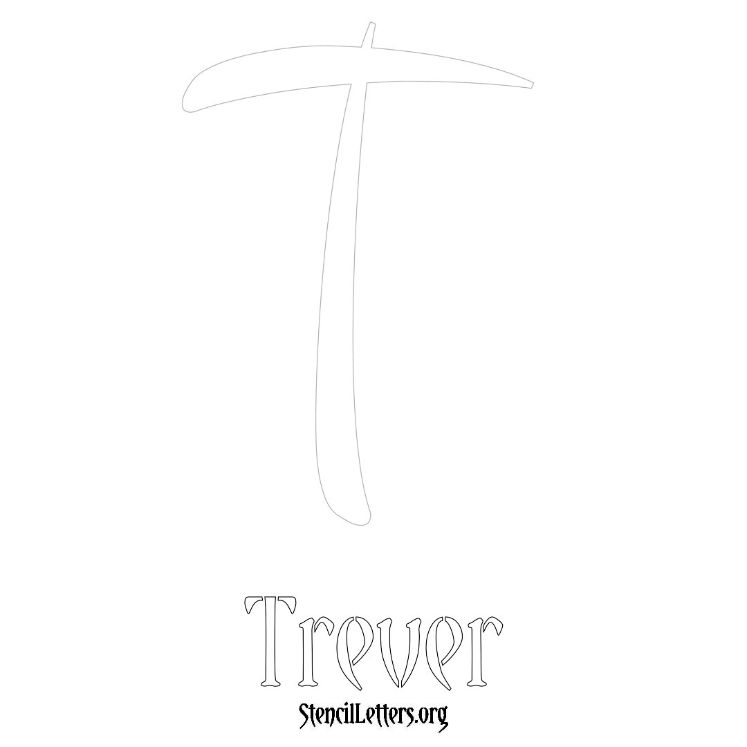 Trever printable name initial stencil in Vintage Brush Lettering