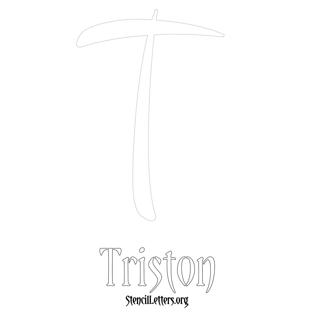 Triston printable name initial stencil in Vintage Brush Lettering