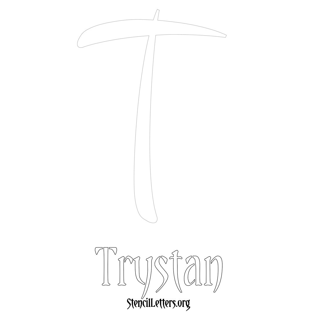 Trystan printable name initial stencil in Vintage Brush Lettering