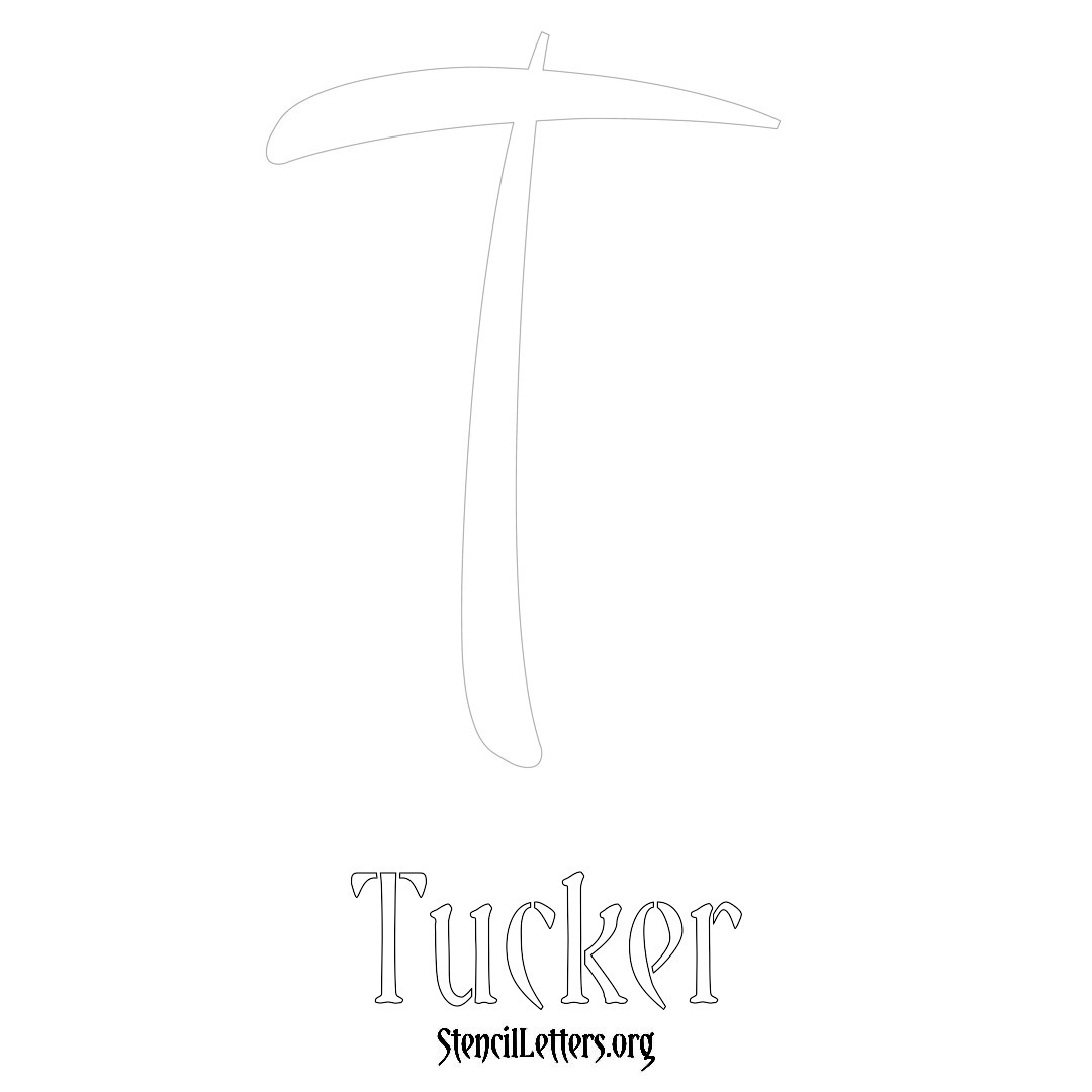 Tucker printable name initial stencil in Vintage Brush Lettering