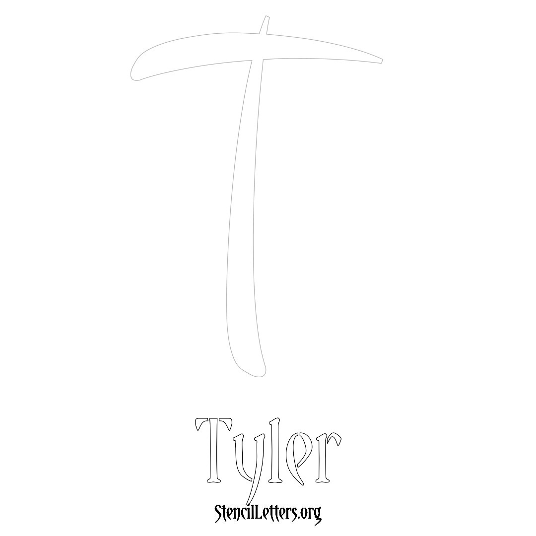 Tyler printable name initial stencil in Vintage Brush Lettering