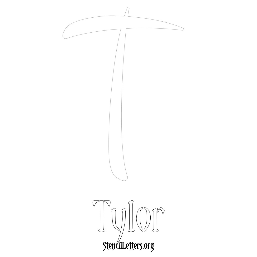 Tylor printable name initial stencil in Vintage Brush Lettering