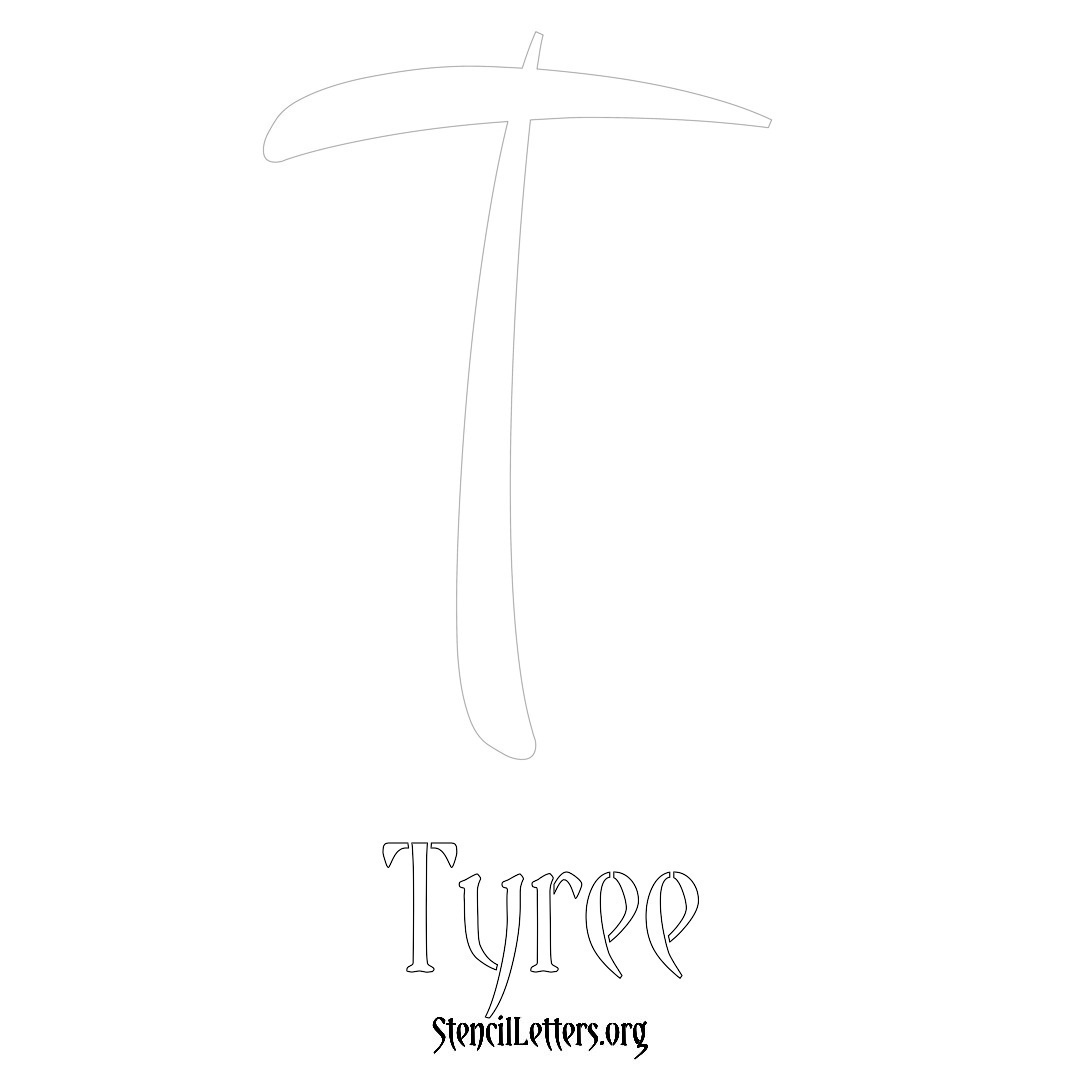 Tyree printable name initial stencil in Vintage Brush Lettering