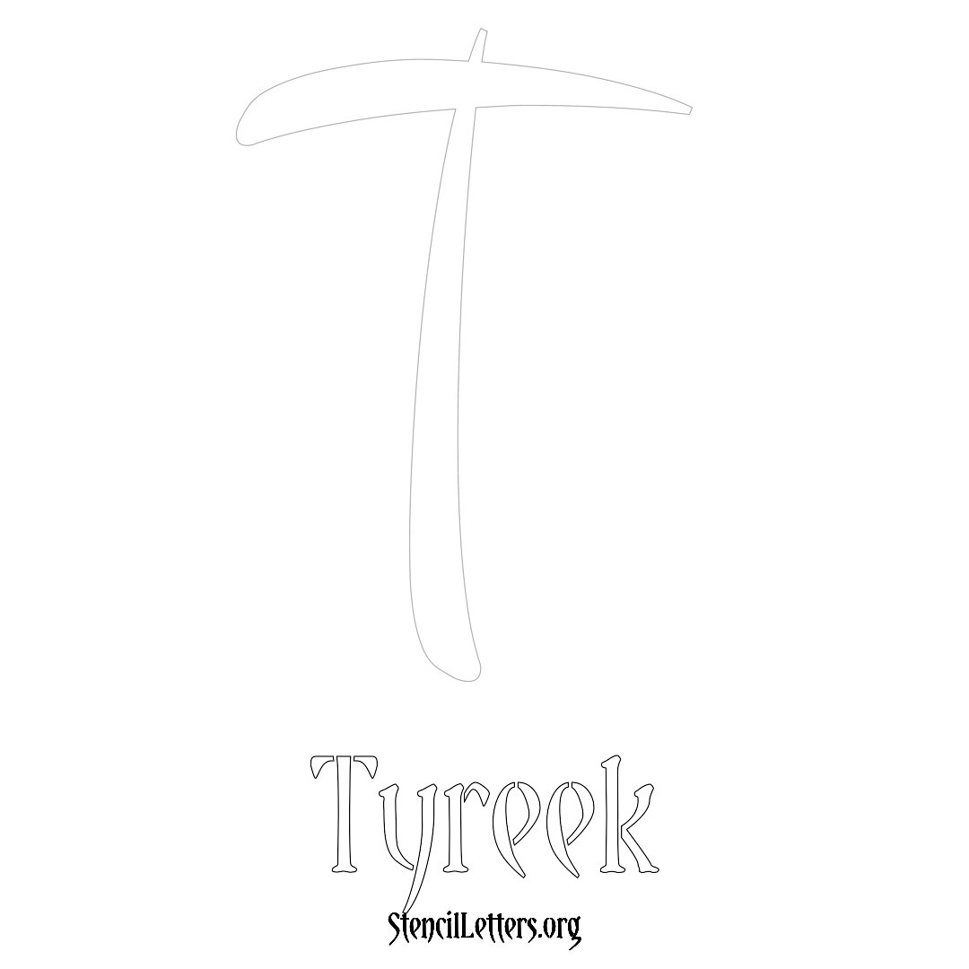 Tyreek printable name initial stencil in Vintage Brush Lettering