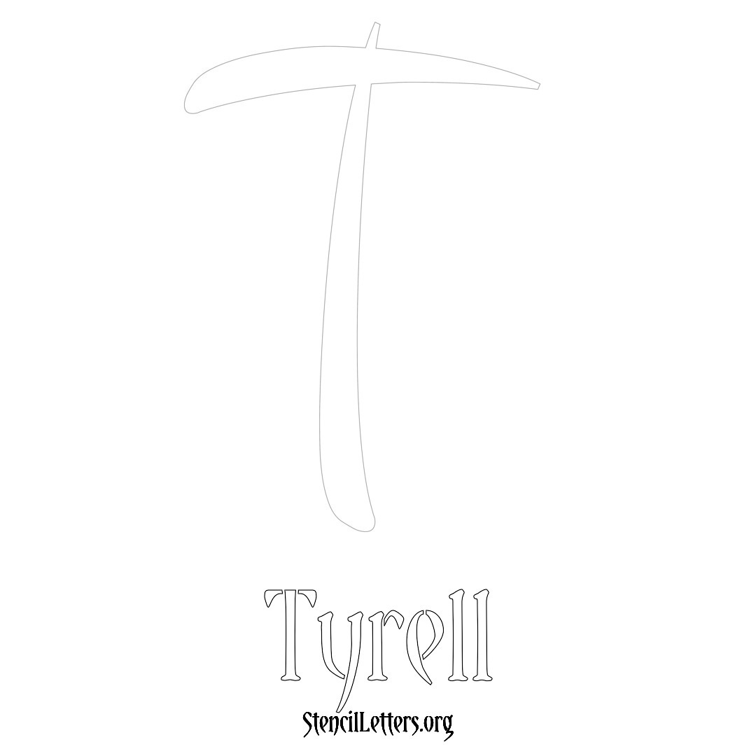 Tyrell printable name initial stencil in Vintage Brush Lettering