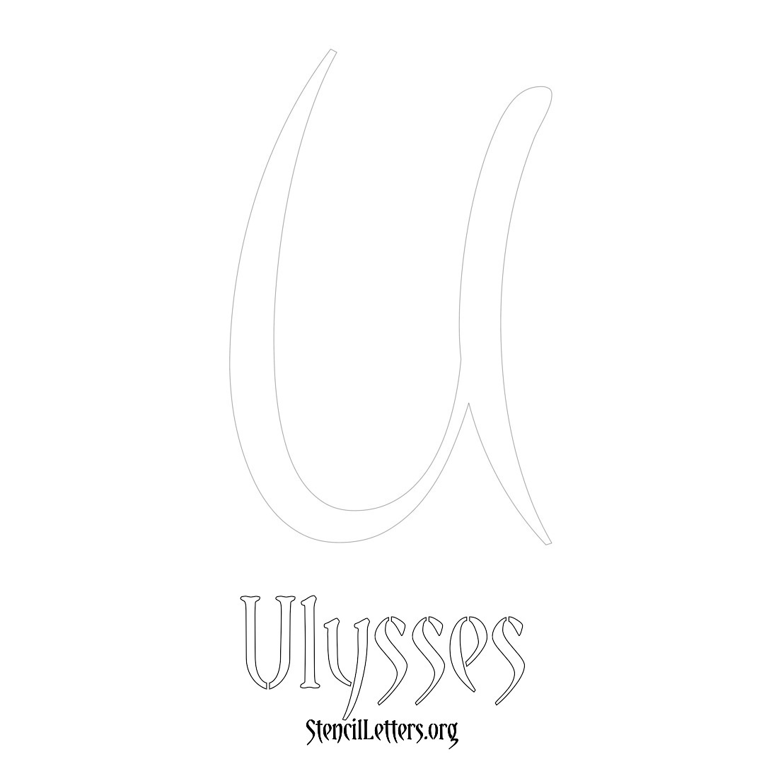 Ulysses printable name initial stencil in Vintage Brush Lettering