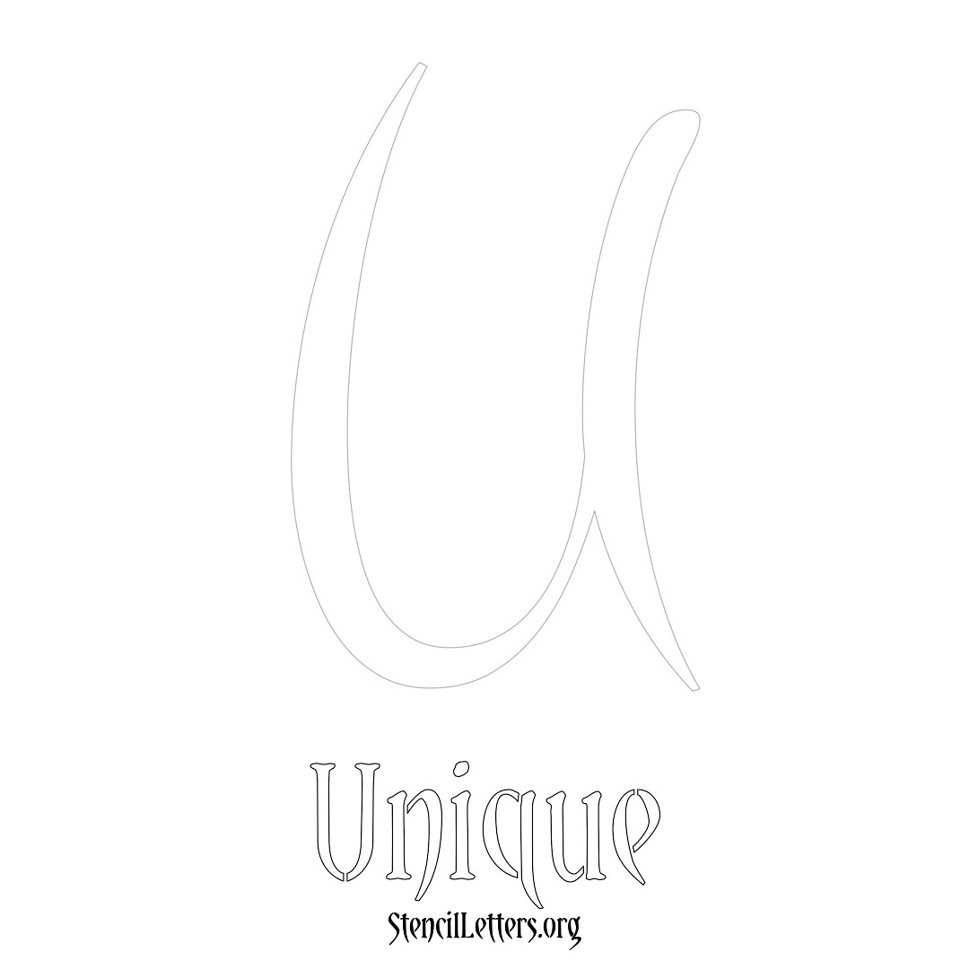 Unique printable name initial stencil in Vintage Brush Lettering