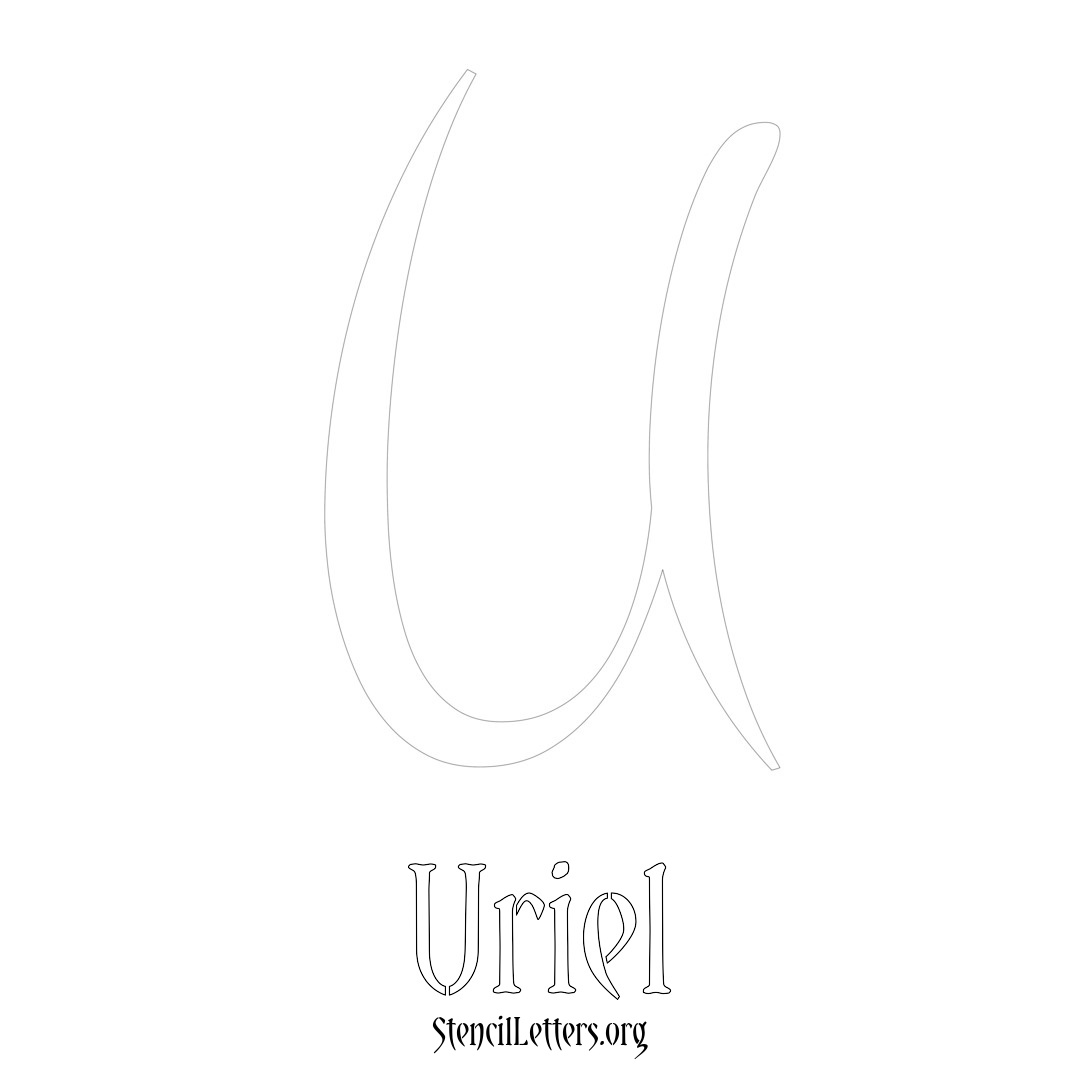 Uriel printable name initial stencil in Vintage Brush Lettering