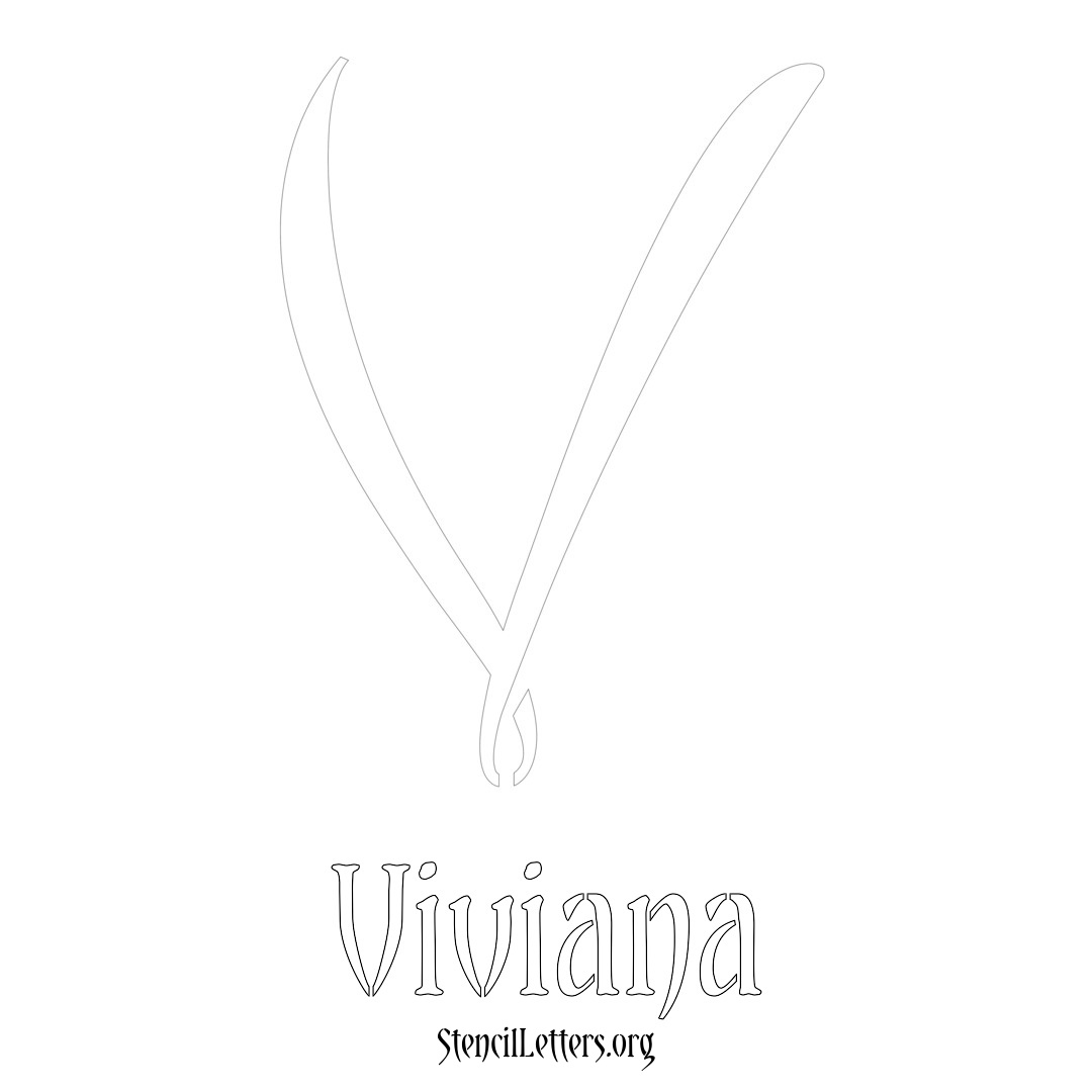 Viviana printable name initial stencil in Vintage Brush Lettering