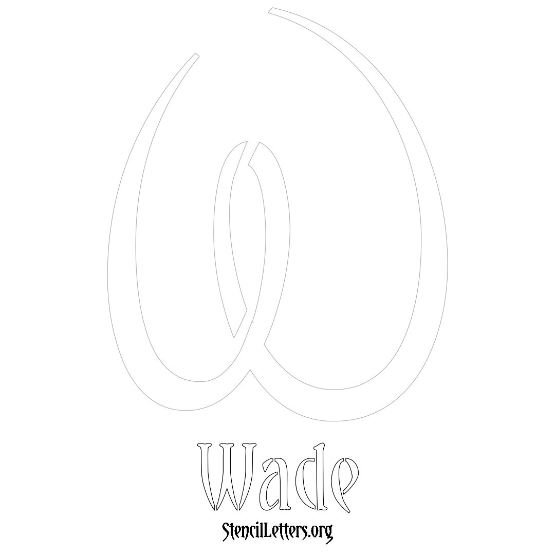 Wade printable name initial stencil in Vintage Brush Lettering