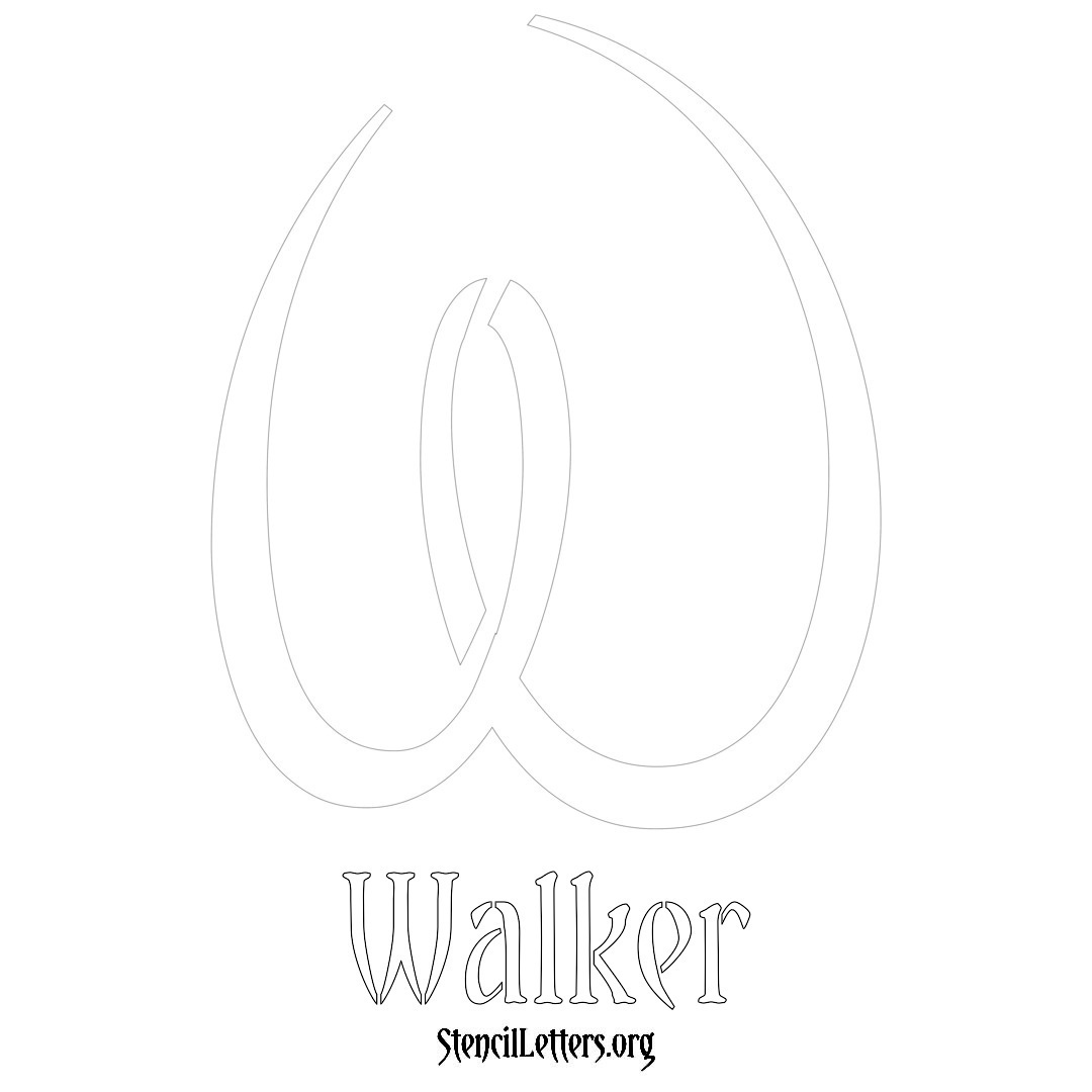 Walker printable name initial stencil in Vintage Brush Lettering
