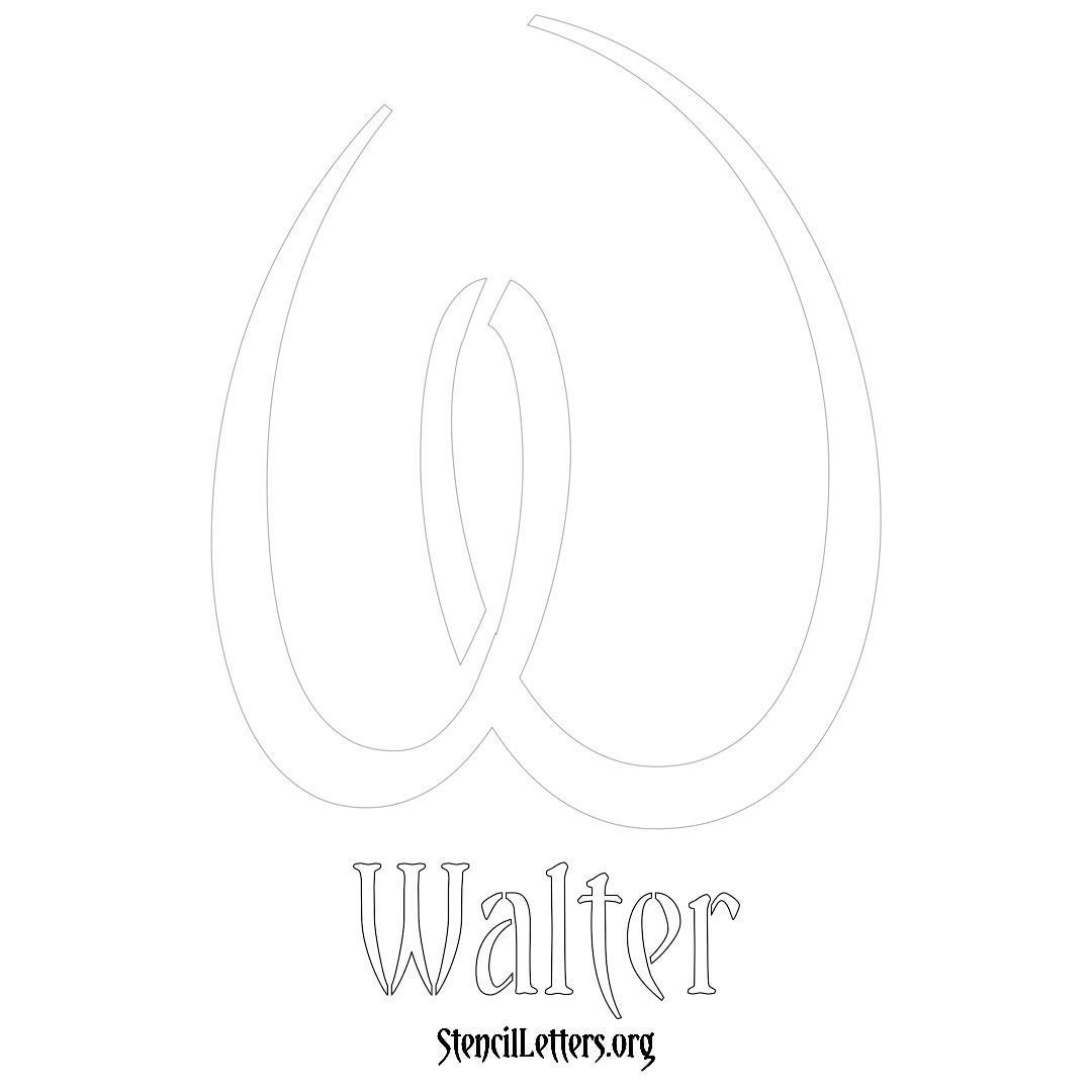 Walter printable name initial stencil in Vintage Brush Lettering