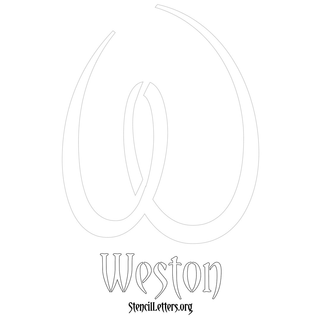 Weston printable name initial stencil in Vintage Brush Lettering