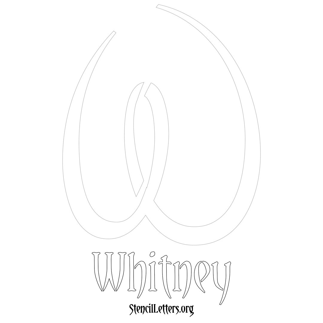 Whitney printable name initial stencil in Vintage Brush Lettering