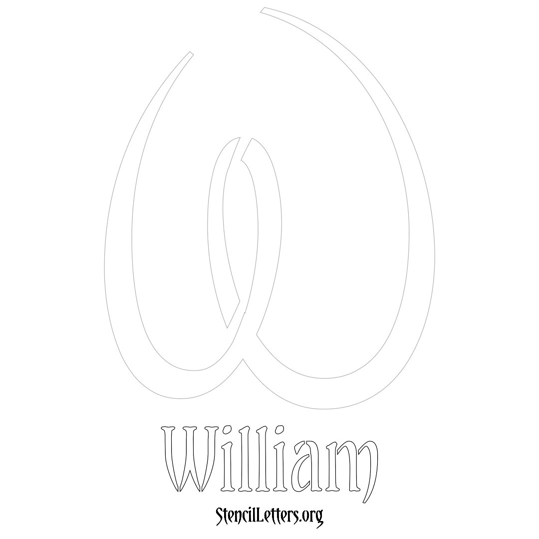 William printable name initial stencil in Vintage Brush Lettering