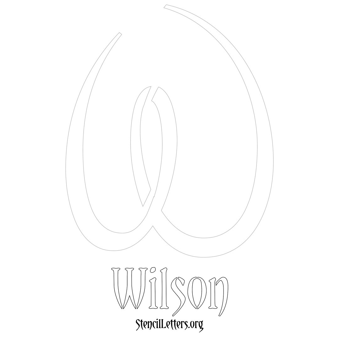 Wilson printable name initial stencil in Vintage Brush Lettering