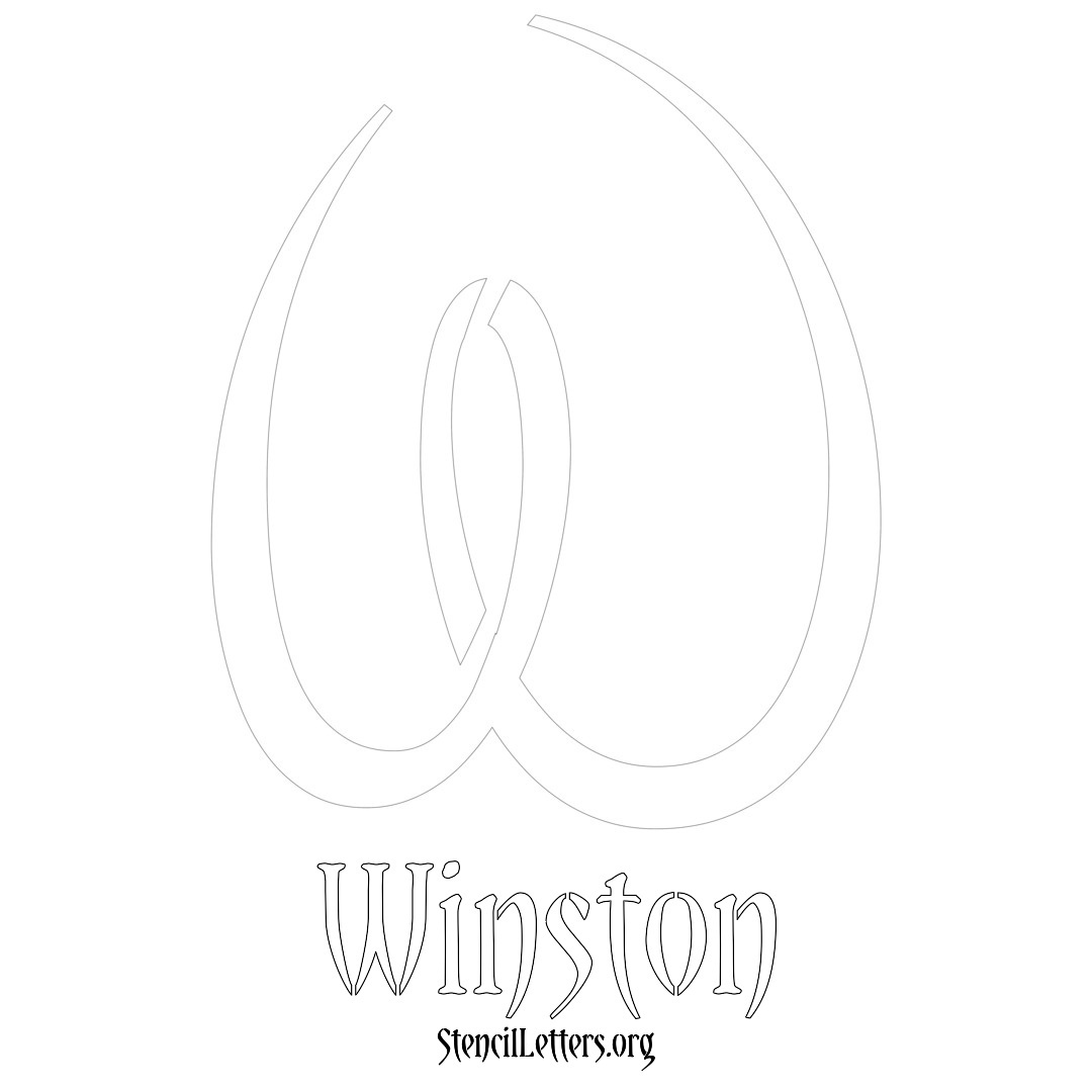 Winston printable name initial stencil in Vintage Brush Lettering