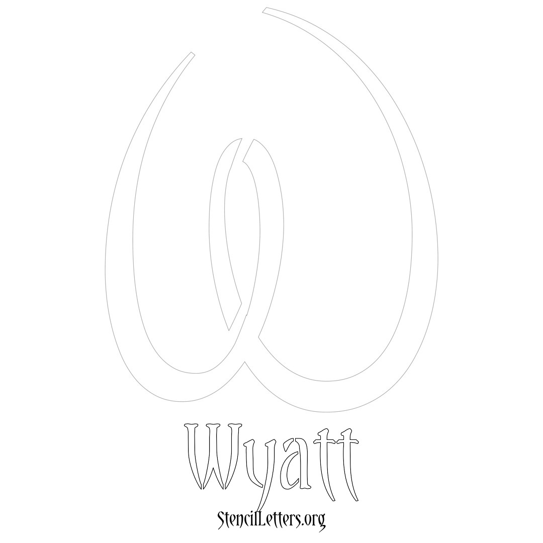 Wyatt printable name initial stencil in Vintage Brush Lettering