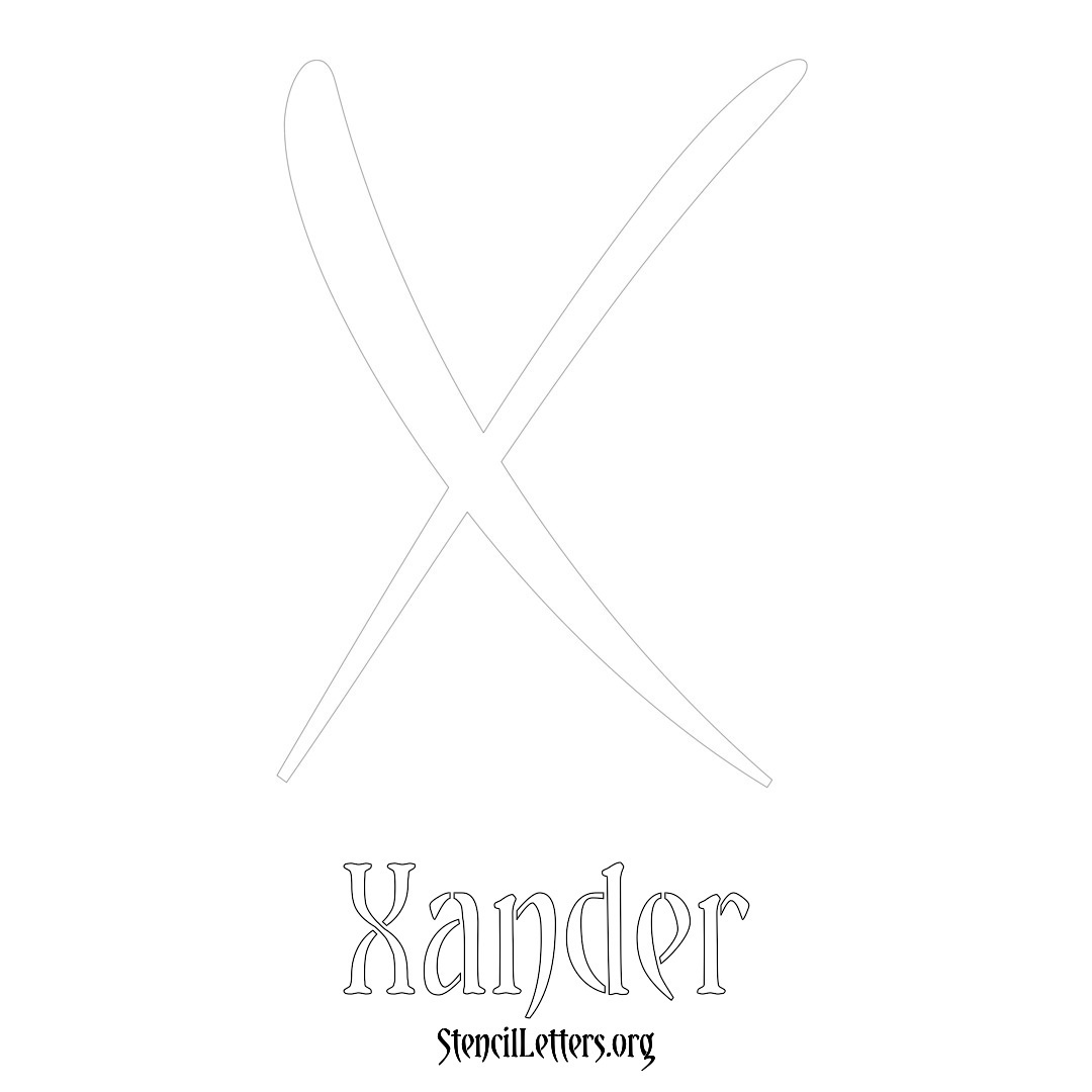 Xander printable name initial stencil in Vintage Brush Lettering