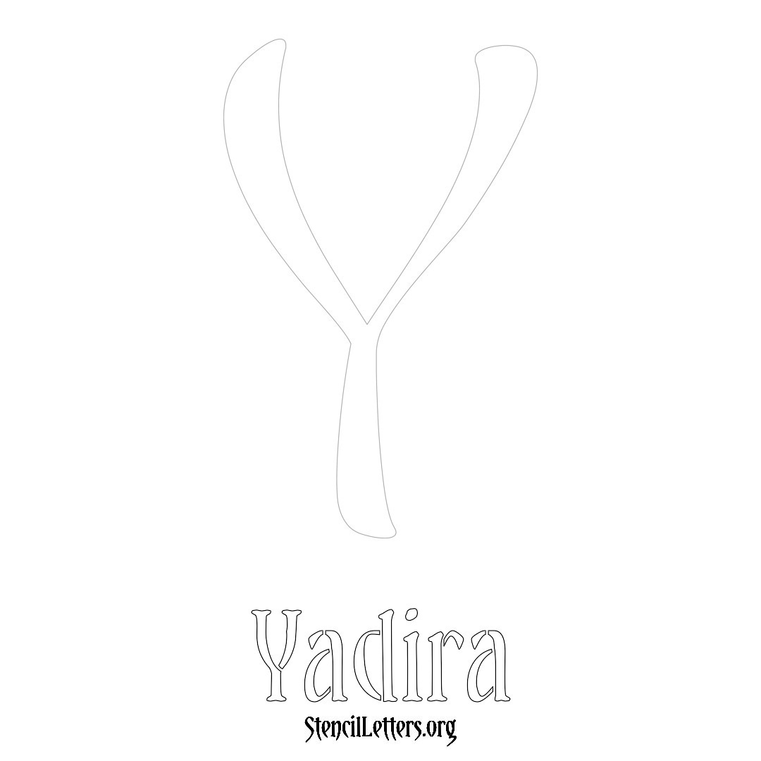 Yadira printable name initial stencil in Vintage Brush Lettering