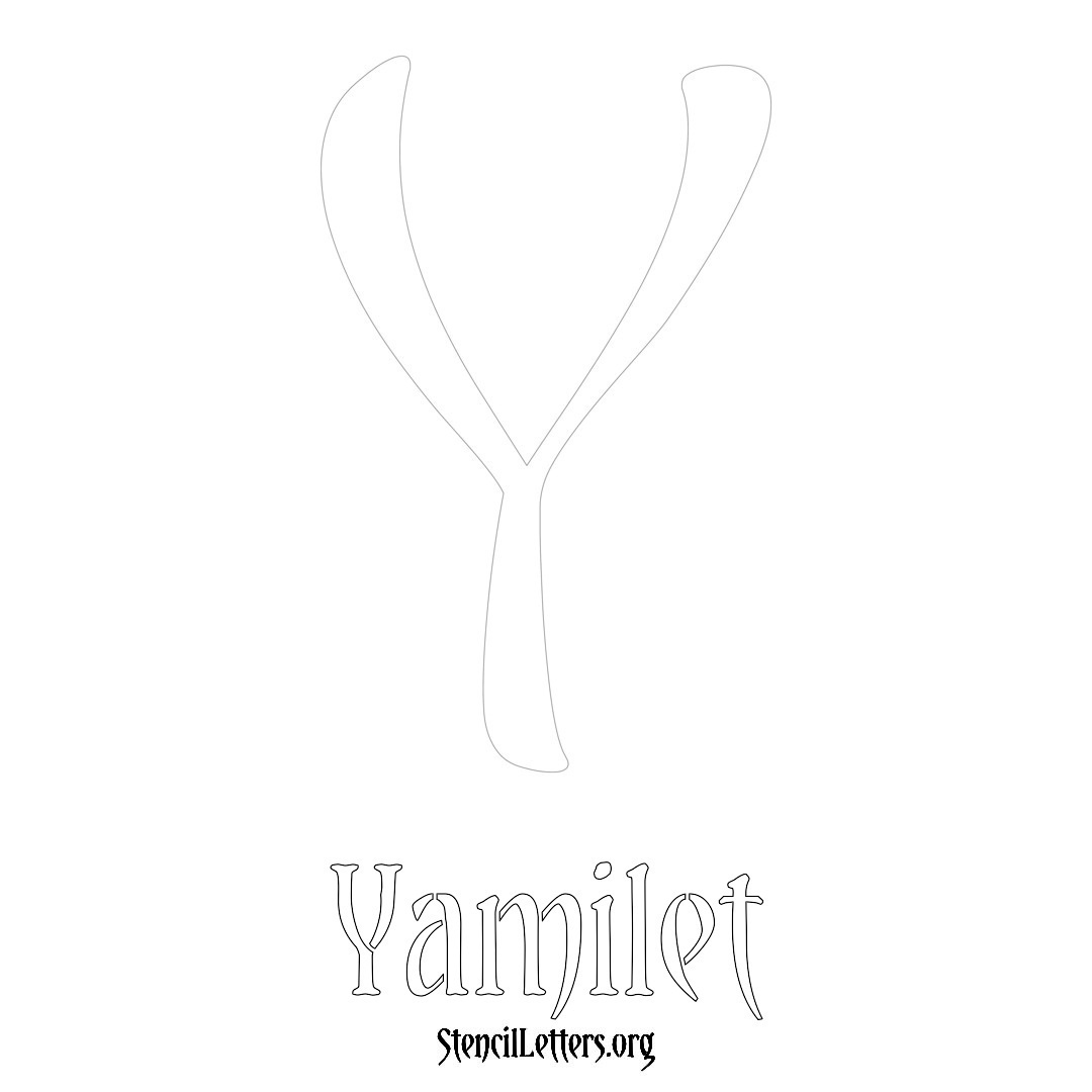 Yamilet printable name initial stencil in Vintage Brush Lettering