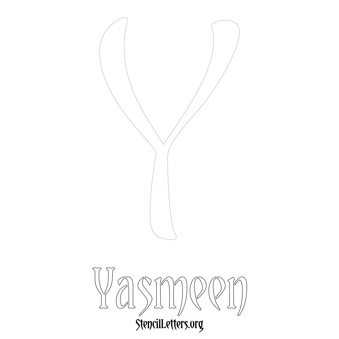 Yasmeen printable name initial stencil in Vintage Brush Lettering