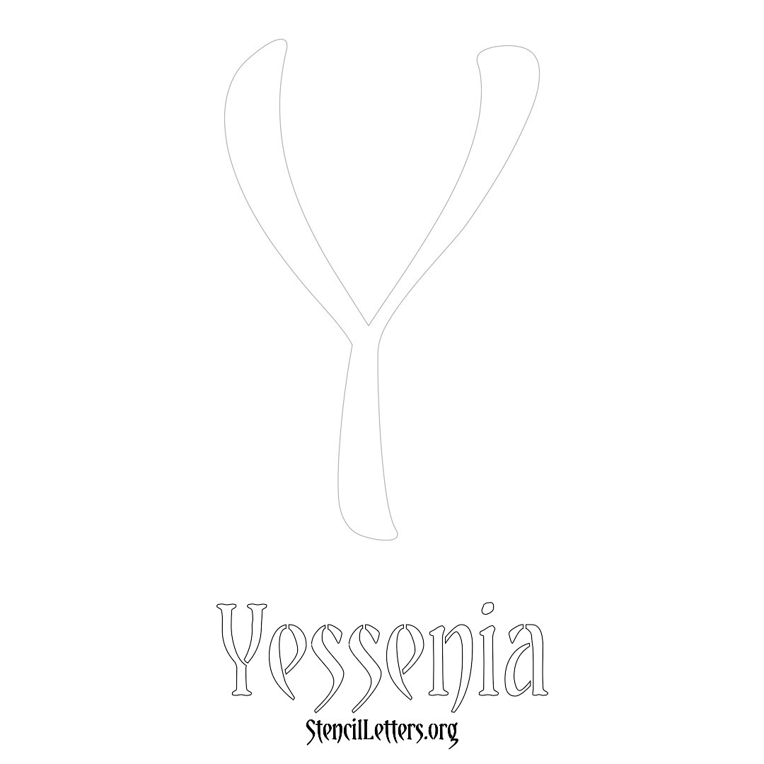 Yessenia printable name initial stencil in Vintage Brush Lettering