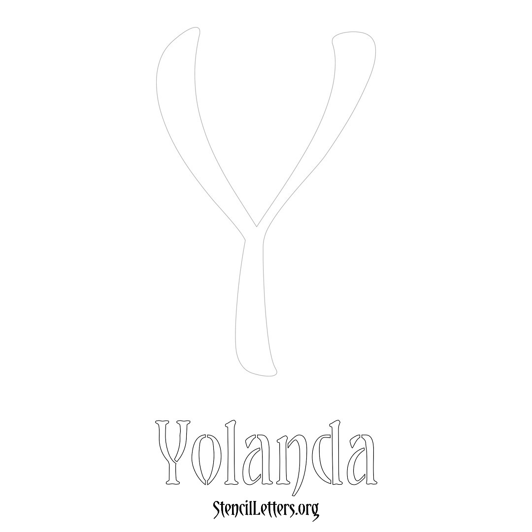 Yolanda printable name initial stencil in Vintage Brush Lettering