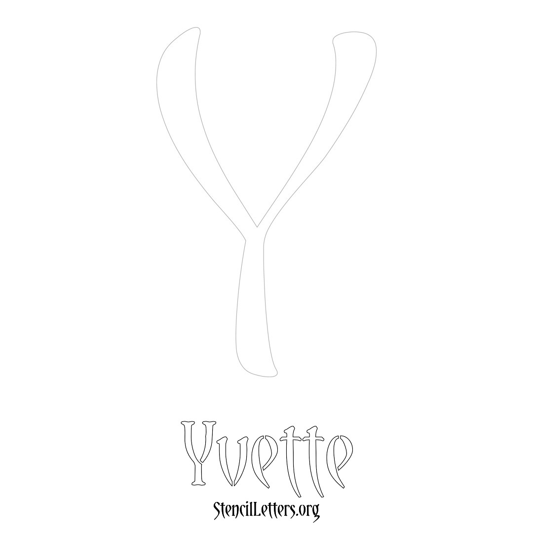 Yvette printable name initial stencil in Vintage Brush Lettering